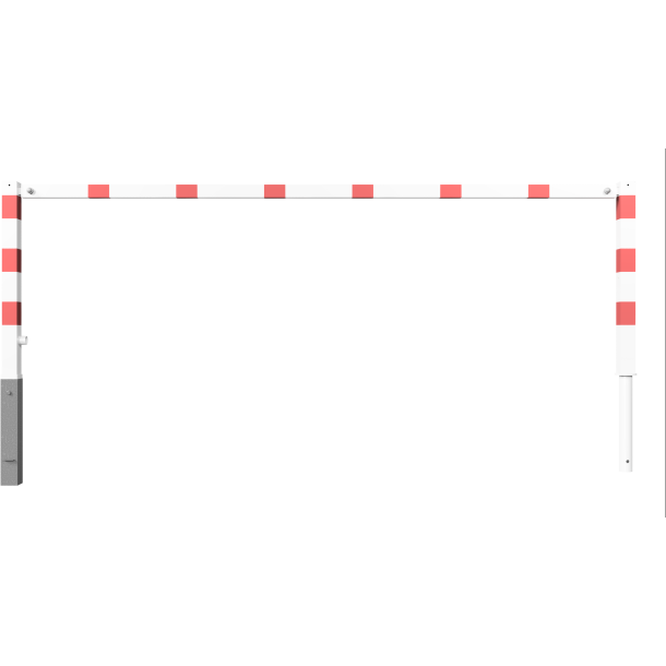 Access barriers | with triangular locking mechanism | swing-back | with top bar | hot-dip galvanized and white coatedwith red reflecting stripes | total width: 3000 mm